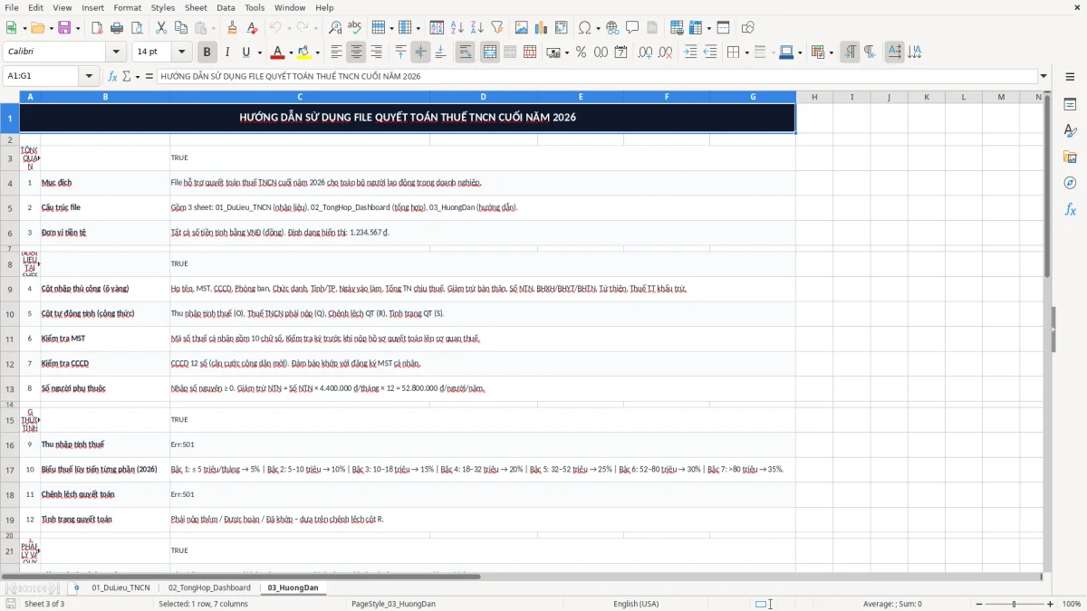 Ảnh chụp màn hình 3: tab 03_HuongDan - Mẫu Excel file excel quyết toán thuế tncn cuối năm