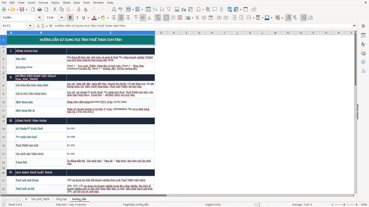 Ảnh chụp màn hình 3: tab Hướng_dẫn - Mẫu Excel file excel tính thuế thu nhập doanh nghiệp tạm tính