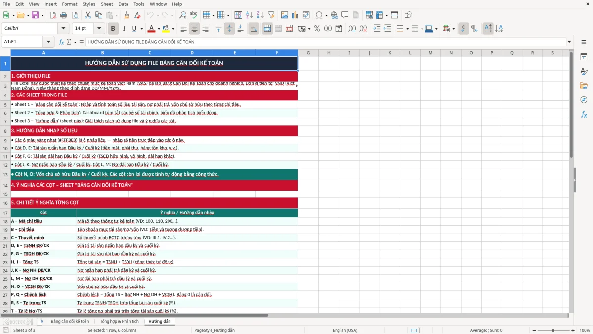Ảnh chụp màn hình 3: tab Hướng dẫn - Mẫu Excel mẫu bảng cân đối kế toán excel