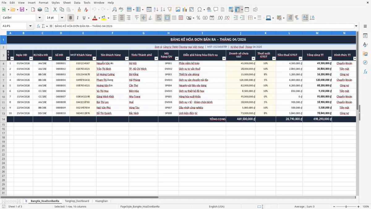 Ảnh chụp màn hình 1: tab BangKe_HoaDonBanRa - Mẫu Excel mẫu bảng kê hóa đơn bán ra excel