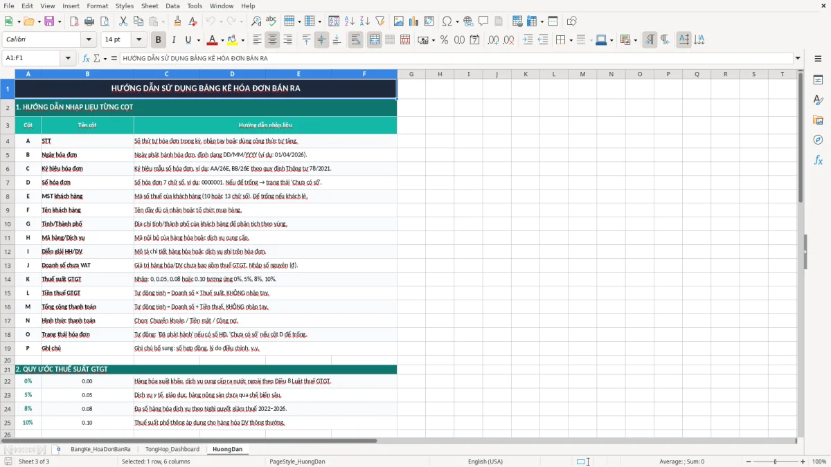 Ảnh chụp màn hình 3: tab HuongDan - Mẫu Excel mẫu bảng kê hóa đơn bán ra excel