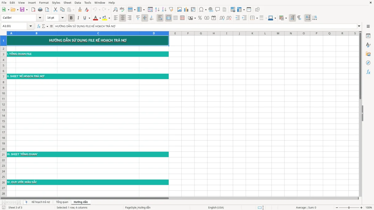 Ảnh chụp màn hình 3: tab Hướng dẫn - Mẫu Excel mẫu kế hoạch trả nợ excel