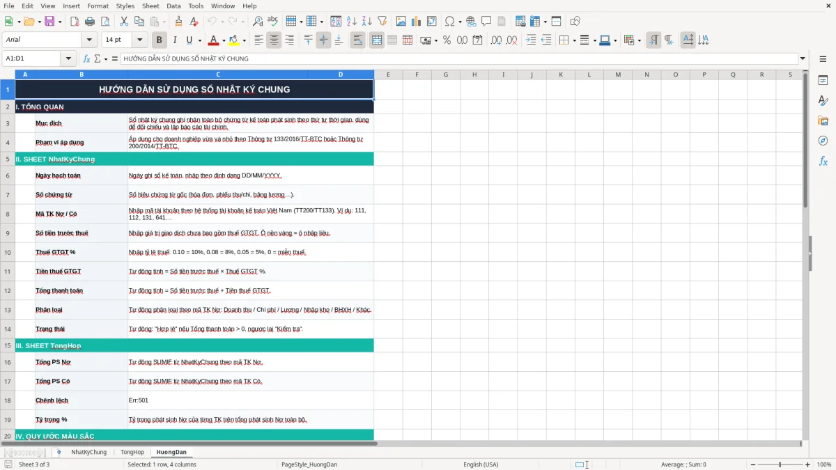 Ảnh chụp màn hình 3: tab HuongDan - Mẫu Excel mẫu sổ nhật ký chung excel